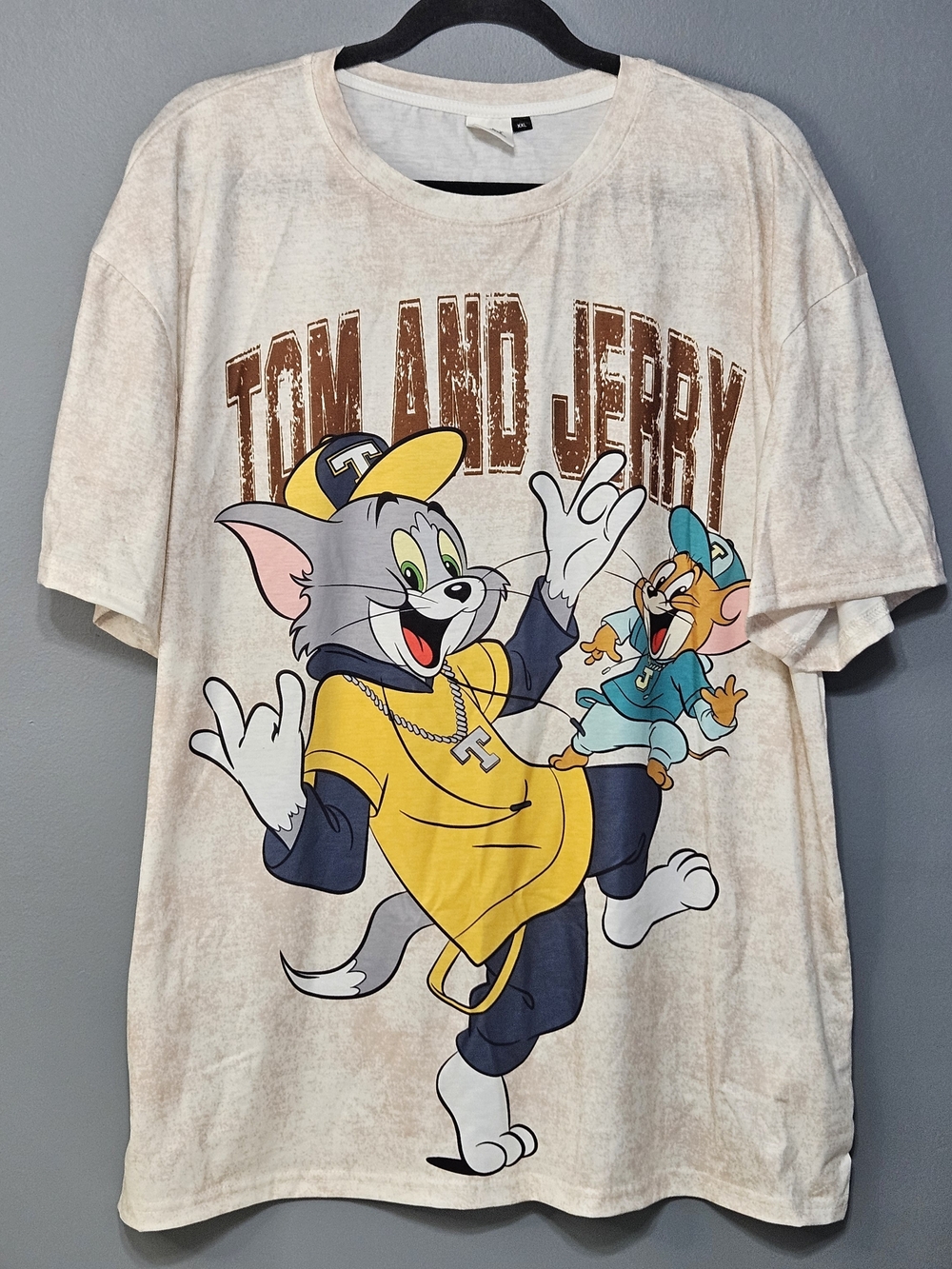 Tom and Jerry Graphic Tee - Cream With Yellow Accent - Adult XXL